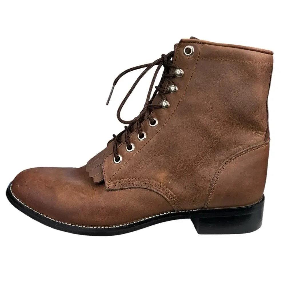Justin Women’s Brown Leather Roper Western Boots Size US  6